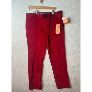 Tallia Orange Mens Bright Red Velvet Trousers 38W x 30L VVNEPW4Z0028 NEW